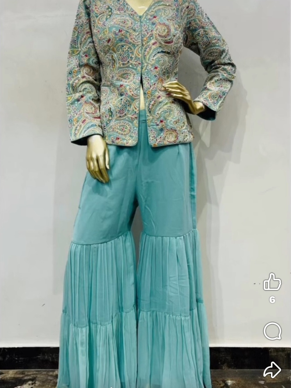 Women's Aqua Layered Palazzo Pants - Elegant Wide Leg